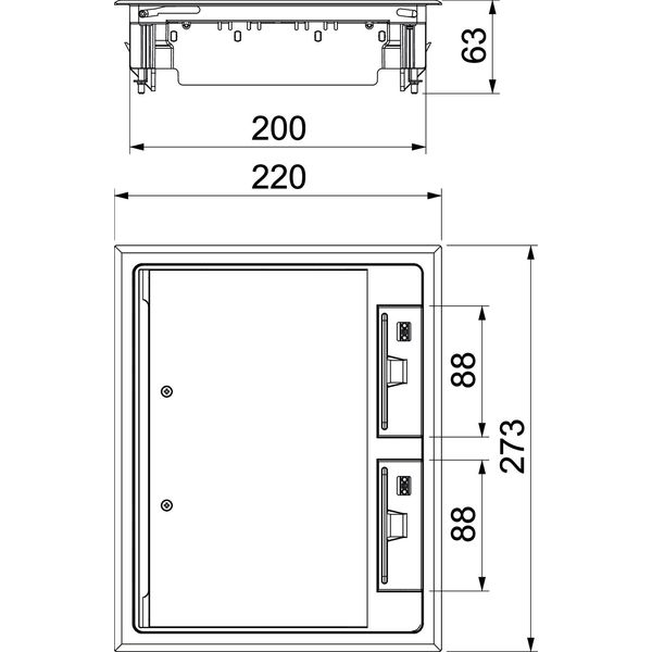 GES6 U 9011 Service outlet for duct mounting 273x220x61 image 2