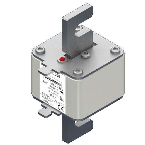 Fuse-link, high speed, 400 A, AC 690 V, size 2, 61 x 61 x 126 mm, aR, IEC, single indicator image 2