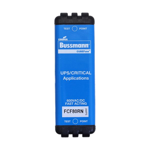 Eaton Bussmann series FCF fuse, Finger safe, 600 Vac, 600 Vdc, 80A, 200 kAIC at 600 Vac, 50 kAIC at 600 Vdc, Non Indicating, Fast acting, Class CF, CUBEFuse, Glass filled polyethersulfone case image 2