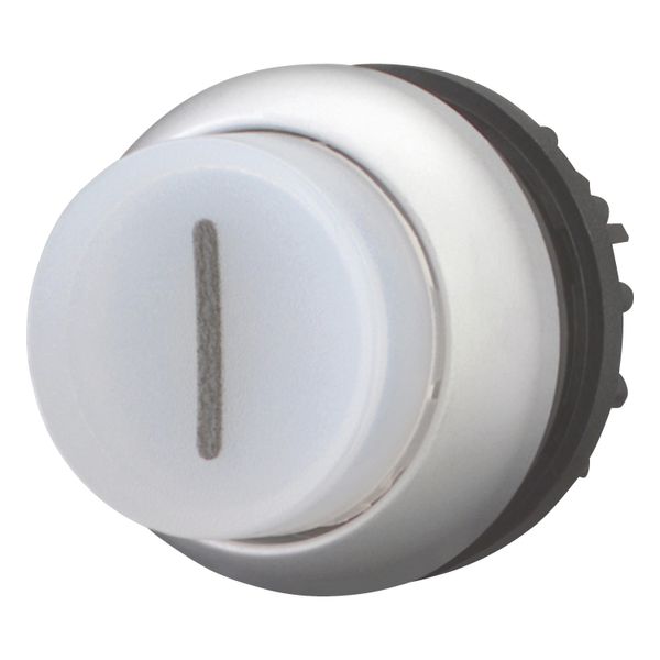 Illuminated pushbutton actuator, RMQ-Titan, Extended, momentary, White, inscribed 1, Bezel: titanium image 3