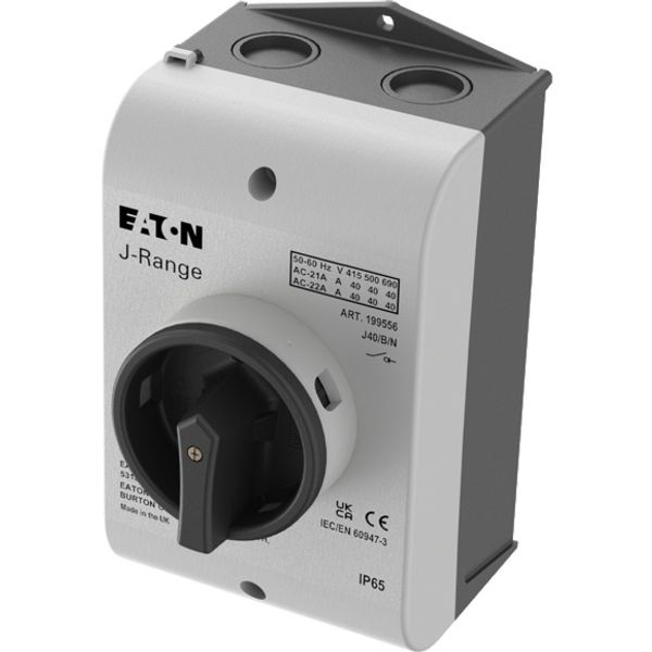 Main switch, 40 A, surface mounting, 3 pole + N, STOP function, With black rotary handle and locking ring, Lockable in the 0 (Off) position image 2