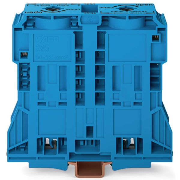 2-conductor through terminal block 185 mm² lateral marker slots blue image 2