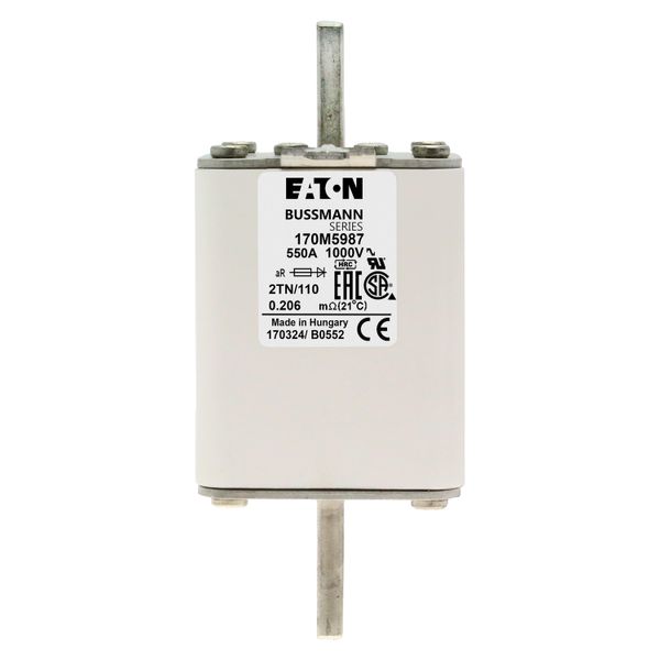 Fuse-link, high speed, 550 A, AC 1000 V, DIN 2, 59 x 75 x 138 mm, aR, DIN, IEC, single indicator image 8