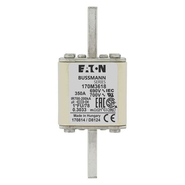 Fuse-link, high speed, 350 A, AC 690 V, compact size 1, 45 x 45 x 110 mm, aR, IEC, UL image 16