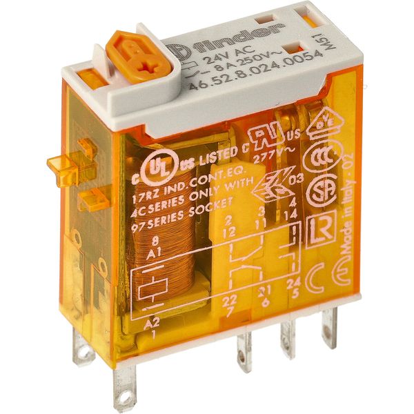 Mini.ind.relays 2CO 8A/48VAC/Agni/Test button/LED/Mech.ind. (46.52.8.048.0054) image 3