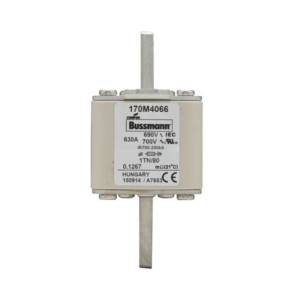 Fuse-link, high speed, 630 A, AC 690 V, DIN 1, 53 x 66 x 108 mm, aR, DIN, IEC, single indicator image 6