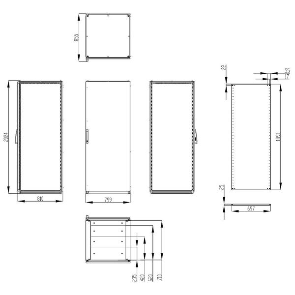 Modular enclosure 1 door IP55 H=2000 W=800 D=800 mm image 3