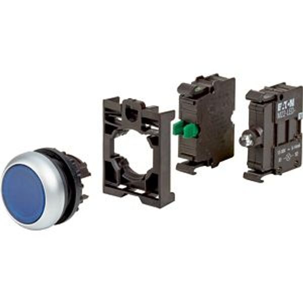Illuminated pushbutton actuator, RMQ-Titan, flush, momentary, 1 NO, blue, Blister pack for hanging image 2