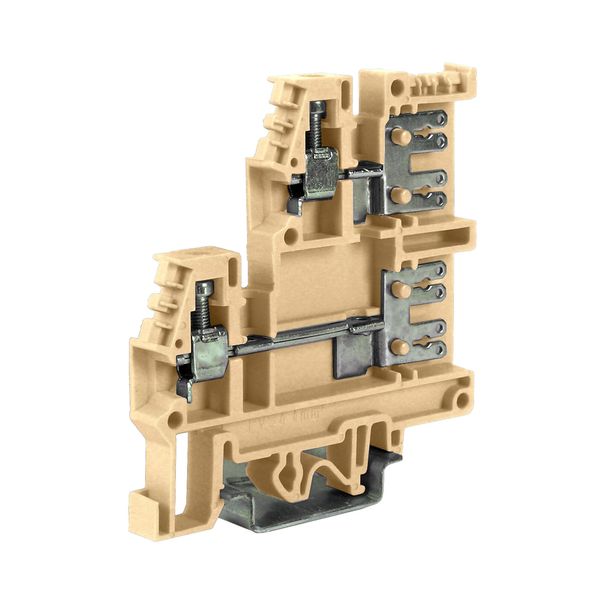 Screw terminal block with flat connection, 2-levels, beige color image 1