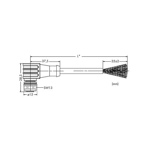 System bus cable for drag chain M12B socket angled 5-pole yellow image 2