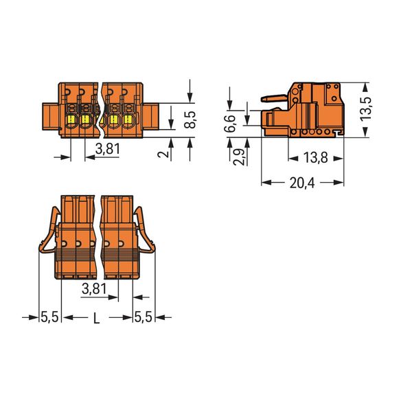 1-conductor female connector push-button Push-in CAGE CLAMP® orange image 2