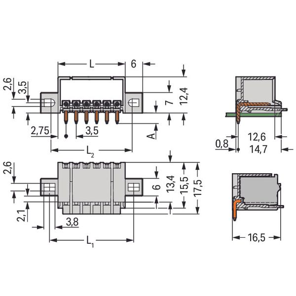 THR male header;1.0 mm Ø solder pin;angled;light gray image 3