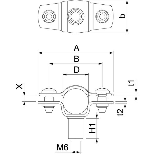 ASG 732 14 A4 Distance saddle with threaded connection M6 12-14mm image 2