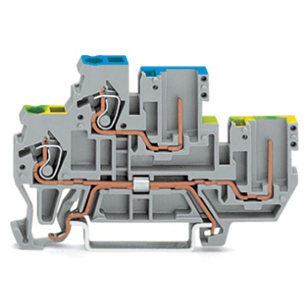 1-conductor/1-pin double deck receptacle terminal block Ground conduct image 2