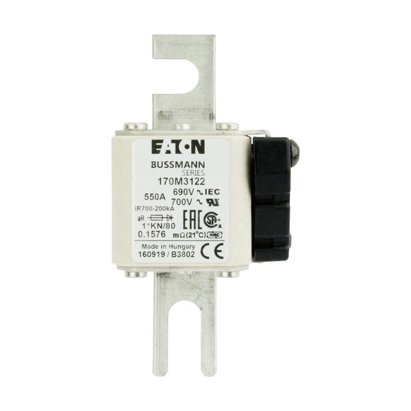 Fuse-link, high speed, 550 A, AC 690 V, compact DIN 1, 45 x 59 x 104 mm, aR, DIN, IEC, single indicator image 12