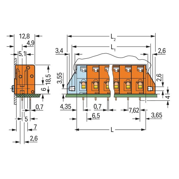 PCB terminal block push-button 2.5 mm² orange image 2