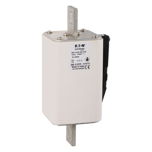 Fuse-link, high speed, 450 A, DC 1500 V, 3L, 74 x 91 x 201 mm, gBat, IEC, bolted connection image 11