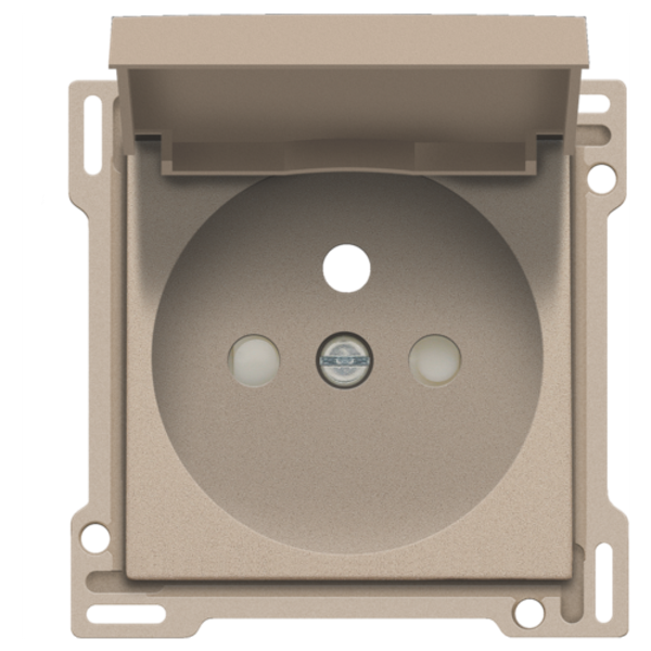 Finishing set for socket outlet with hinged lid, pin earthing and shutters, flush-mounting depth 28.5 mm, champagne coated image 1