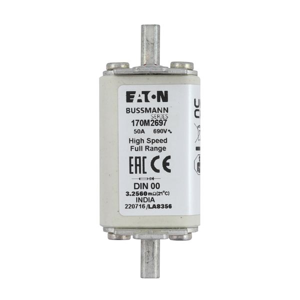 Fuse-link, high speed, 50 A, AC 690 V, DIN 00, 30 x 60 x 79 mm, gR, DIN, IEC, single indicator image 18