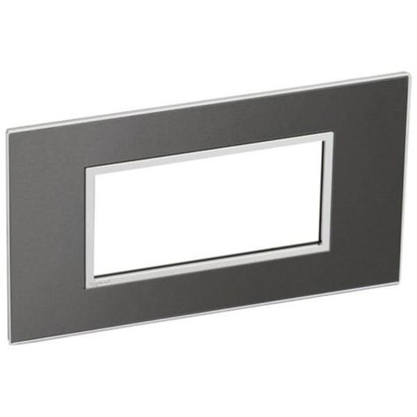 Arteor™ - Italian / US standard plate square version 4 modules - Brushed Metal - Black image 1