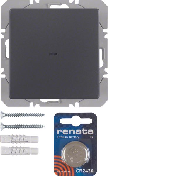 KNX radio wall-transmitter 1gang flat quicklink, Q.1/Q.3, ant. velvety image 1