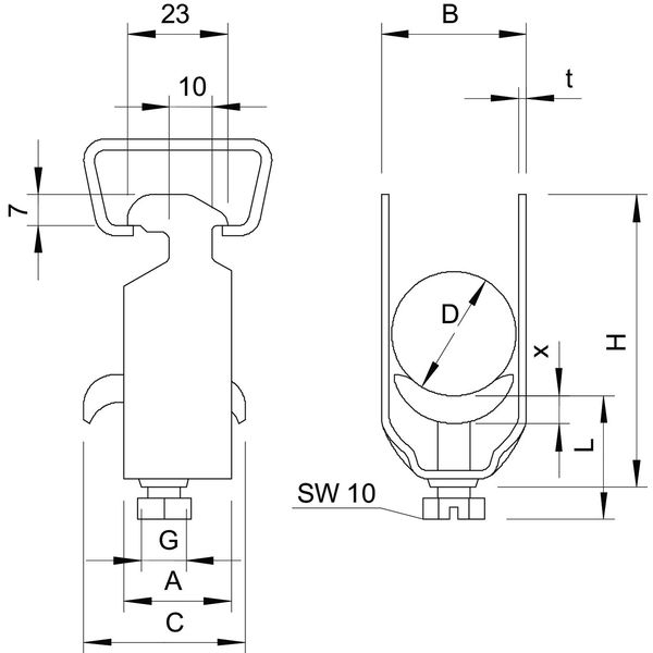 2056 M 12 FT Clamp clip with metal pressure sump 8-12mm image 2