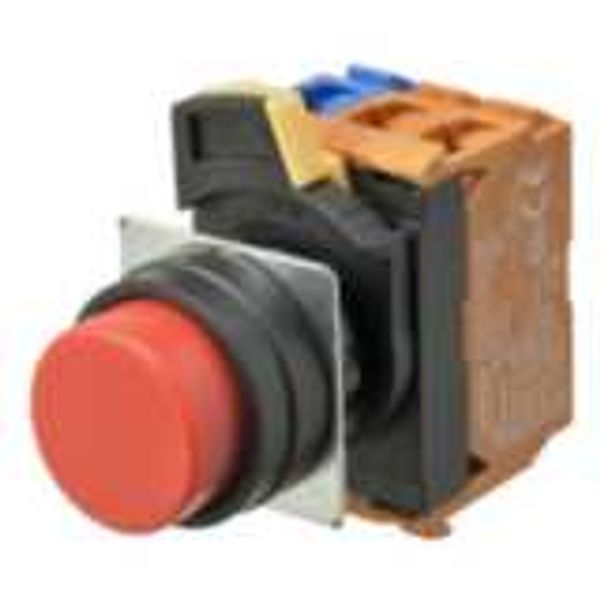 Pushbutton A22NN 22 dia., bezel plastic, projected, alternate, cap col image 3