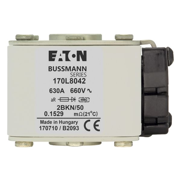 Fuse-link, high speed, 630 A, AC 660 V, Size 2, 59 x 77 x 50 mm, aR, IEC, single indicator image 16