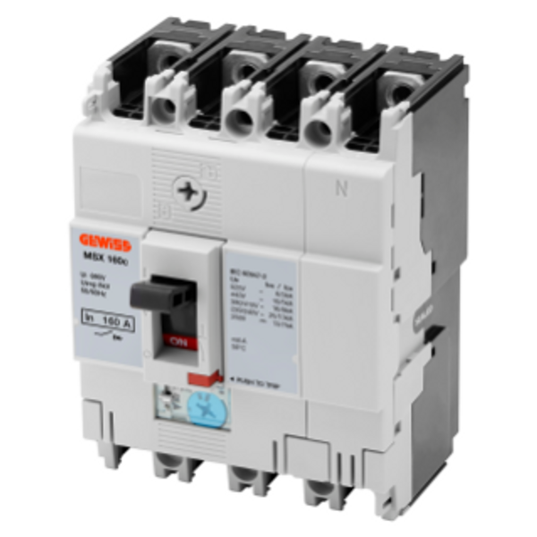 MSX 160c - COMPACT MOULDED CASE CIRCUIT BREAKERS - ADJUSTABLE THERMAL AND FIXED MAGNETIC RELEASE - 25KA 3P+N 125A 525V image 1