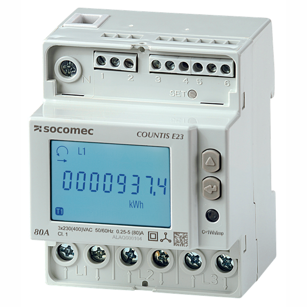 Active-energy meter COUNTIS E23 Direct 80A dual tariff with RS485 MODB image 1