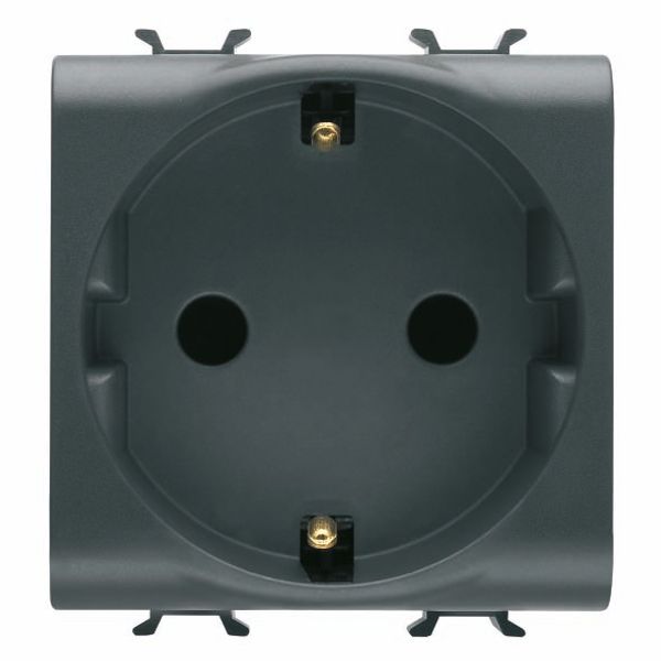 GERMAN STANDARD SOCKET-OUTLET 250V ac - 2P+E 16A - 2 MODULES - SATIN BLACK - CHORUSMART image 2