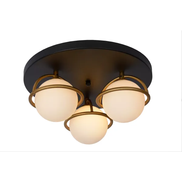 Lucide ISOBEL - Flush ceiling light Bathroom - Ø 38 cm - 3xG9 - IP44 - Black image 1