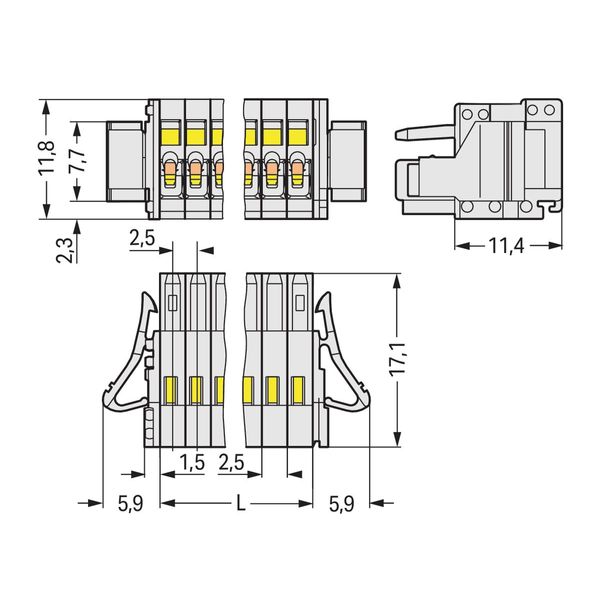 1-conductor female connector CAGE CLAMP® 0.5 mm² light gray image 2