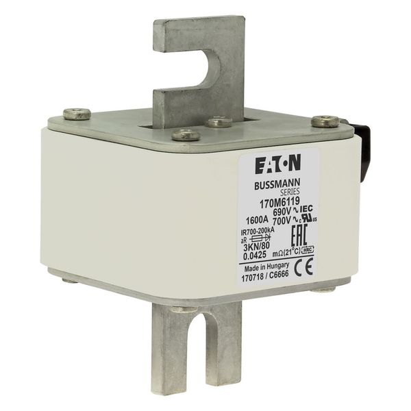 Fuse-link, high speed, 1600 A, AC 690 V, DIN 3, 76 x 92 x 109 mm, aR, DIN, IEC, single indicator image 9