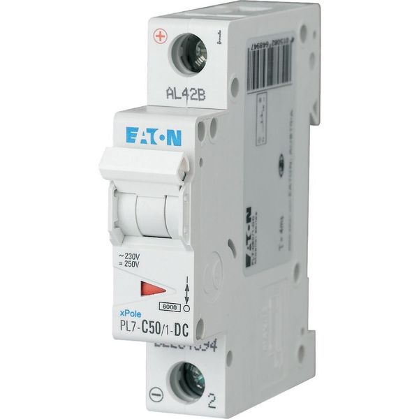 Miniature circuit breaker (MCB), 50 A, 1p, characteristic: C, DC image 1