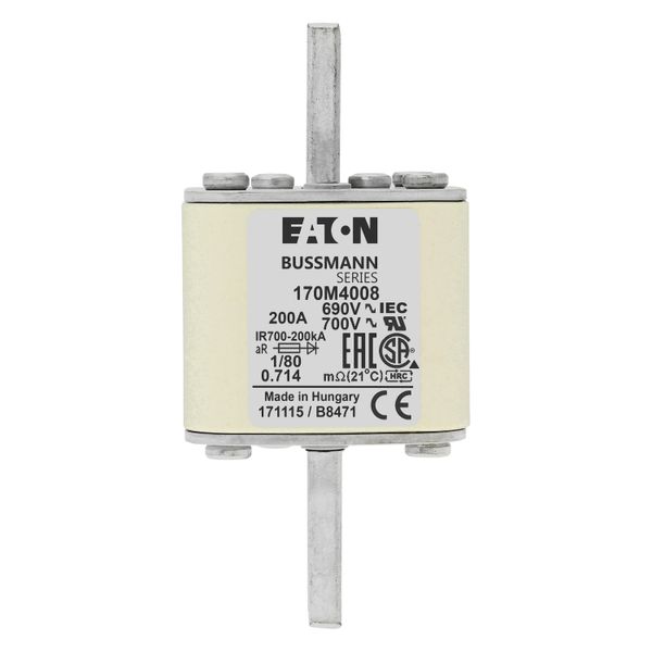 Fuse-link, high speed, 200 A, AC 690 V, DIN 1, 53 x 53 x 108 mm, aR, DIN, IEC, single indicator image 10