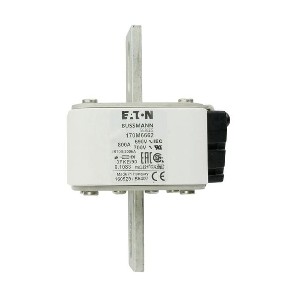 Fuse-link, high speed, 800 A, AC 690 V, size 3, 76 x 92 x 135 mm, aR, IEC, UL, single indicator image 11