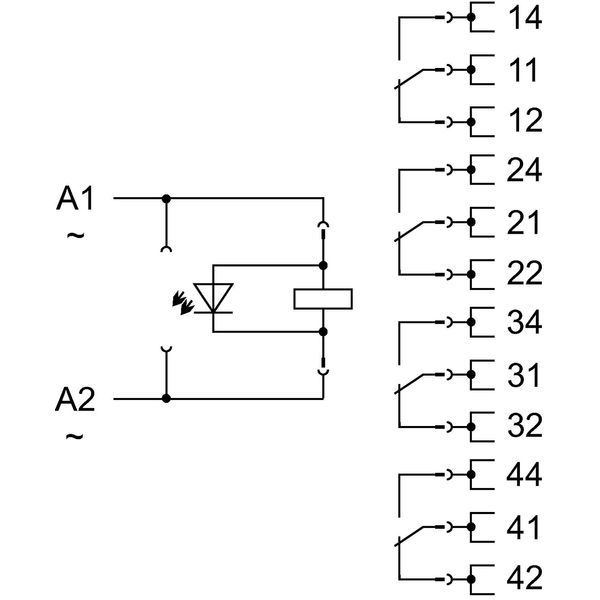 Relay module Nominal input voltage: 115 VAC 4 changeover contacts image 3