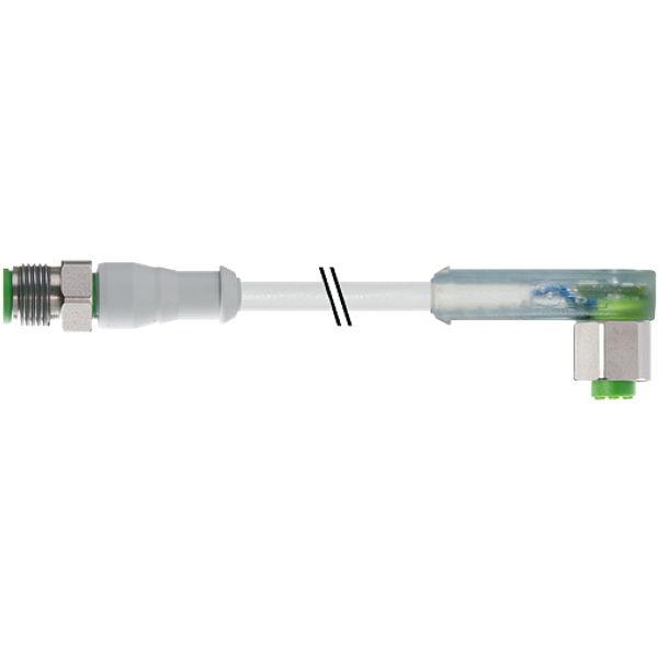 M12 male 0° / M12 female 90° A-cod. LED F&B PVC 4x0.34 gy UL/CSA 1m image 1