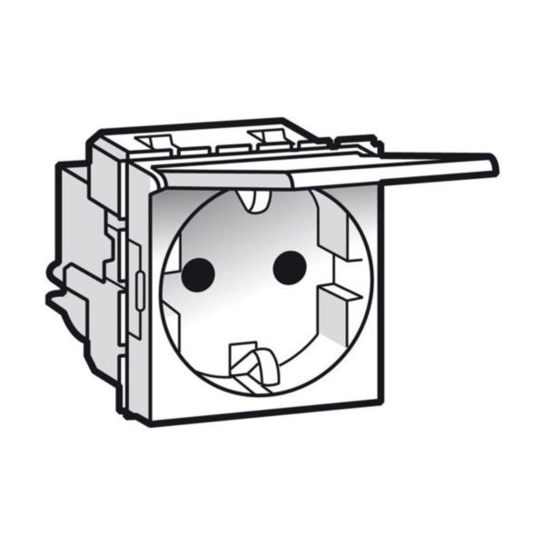 Arteor 2 Pole + Earth 16A German Standard Socket Outlet with Cover 2 Module Magnesium image 1