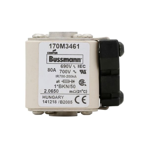 Fuse-link, high speed, 80 A, AC 690 V, compact size 1, 45 x 59 x 51 mm, aR, IEC, UL, single indicator image 13