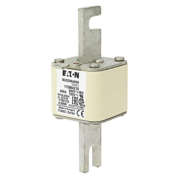 Fuse-link, high speed, 800 A, AC 690 V, DIN 1, 53 x 66 x 138 mm, aR, DIN, IEC, type T indicator image 6