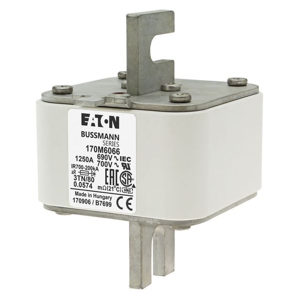 Fuse-link, high speed, 1250 A, AC 690 V, DIN 3, 76 x 90 x 109 mm, aR, DIN, IEC, single indicator image 5