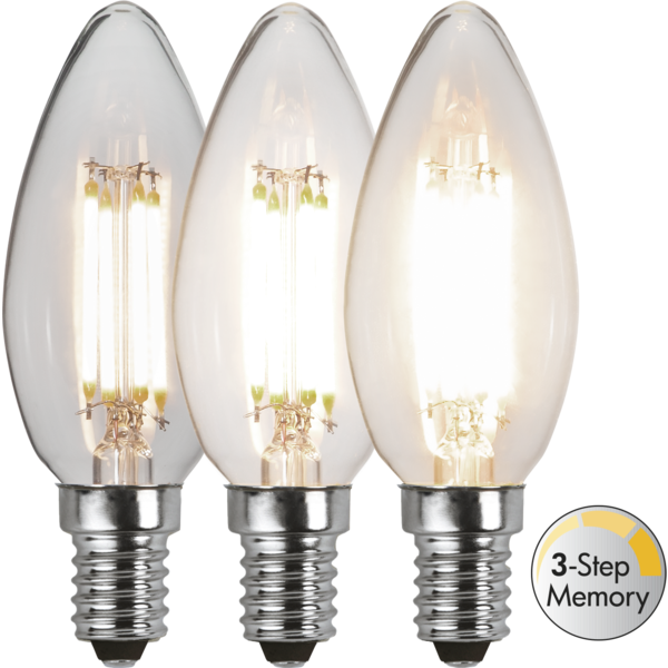 LED Lamp E14 C35 Clear 3-step memory image 1