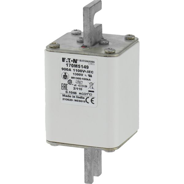 Fuse-link, high speed, 900 A, AC 1100 V, size 2, 61 x 75 x 138 mm, aR, DIN, IEC, single indicator image 5