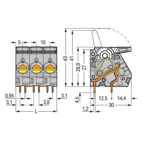 PCB terminal block lever 16 mm² gray image 3