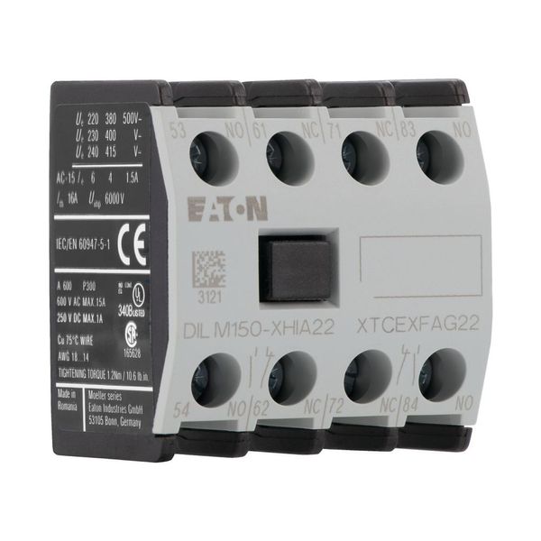 Auxiliary contact module, 4 pole, Ith= 16 A, 2 N/O, 2 NC, Front fixing, Screw terminals, DILM40 - DILM170, XHIA image 9