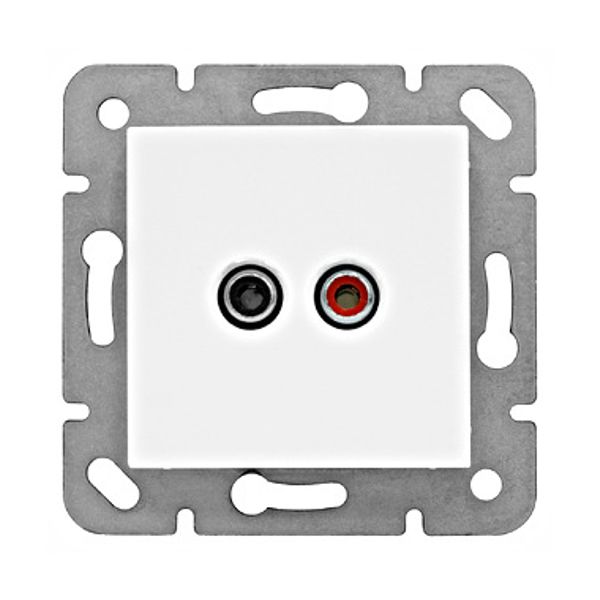 Audio socket, screw clamps, white image 1