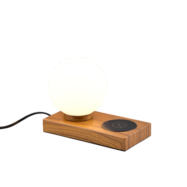 Chloe table lamp E14 wood with charging station image 1