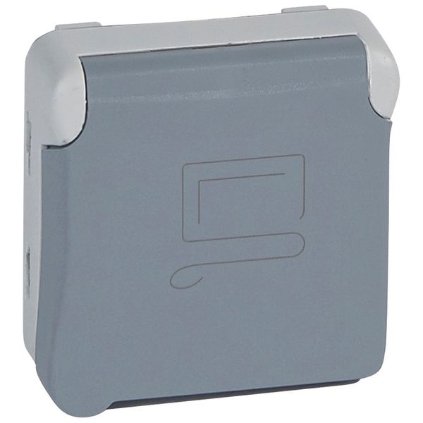 Socket outlet Plexo IP 55-Fr std-2P+E tamperproof screw terminals-modular-grey image 1